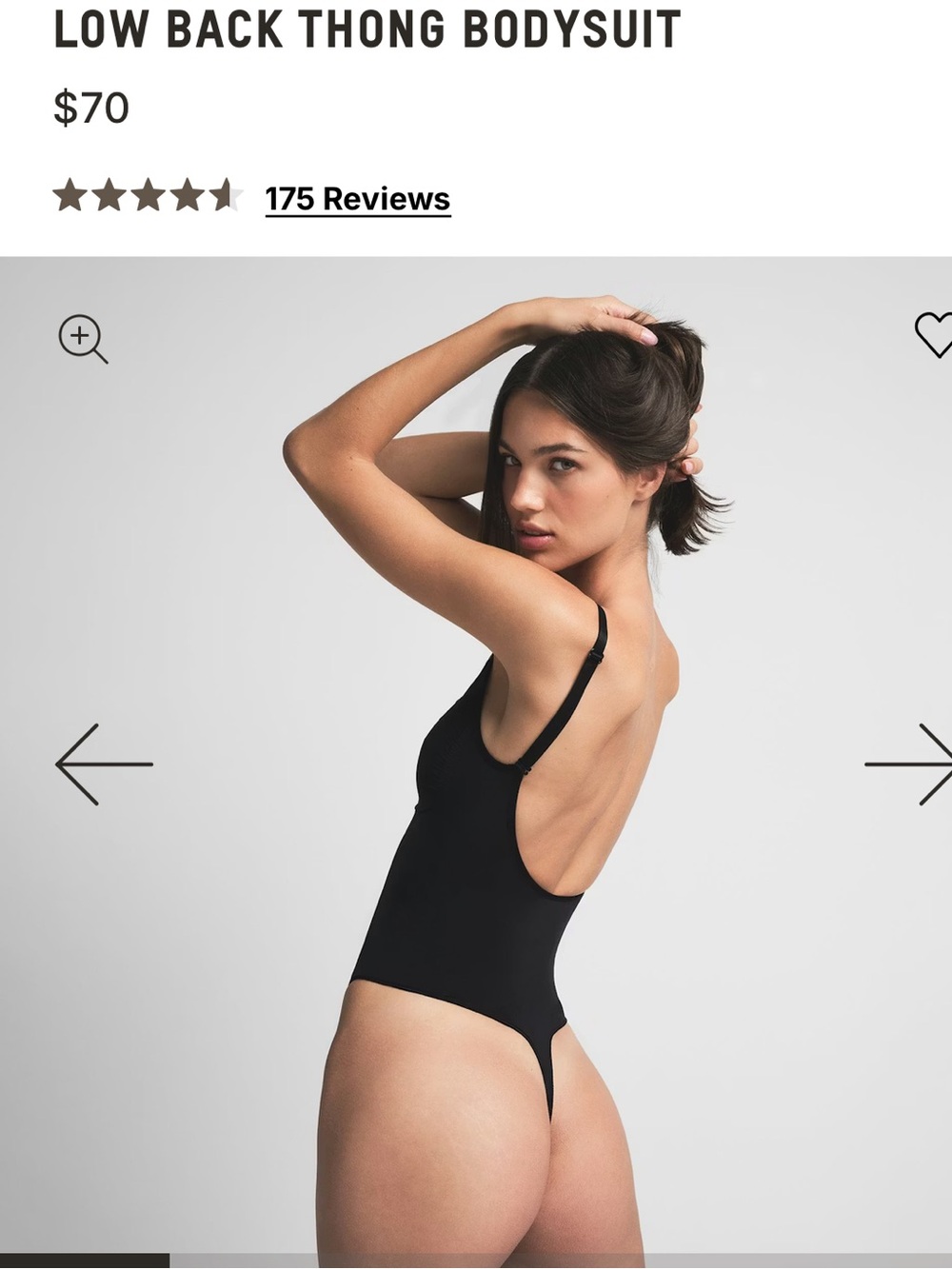 SKIMS Thong Bodysuit Shapewear Low Back Size Small Brand New W/O Tag Onyx Black